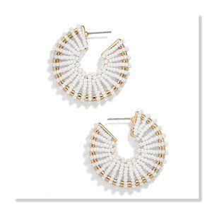 NEW! BaubleBar Giana Beaded Hoop Earrings in Gold/White